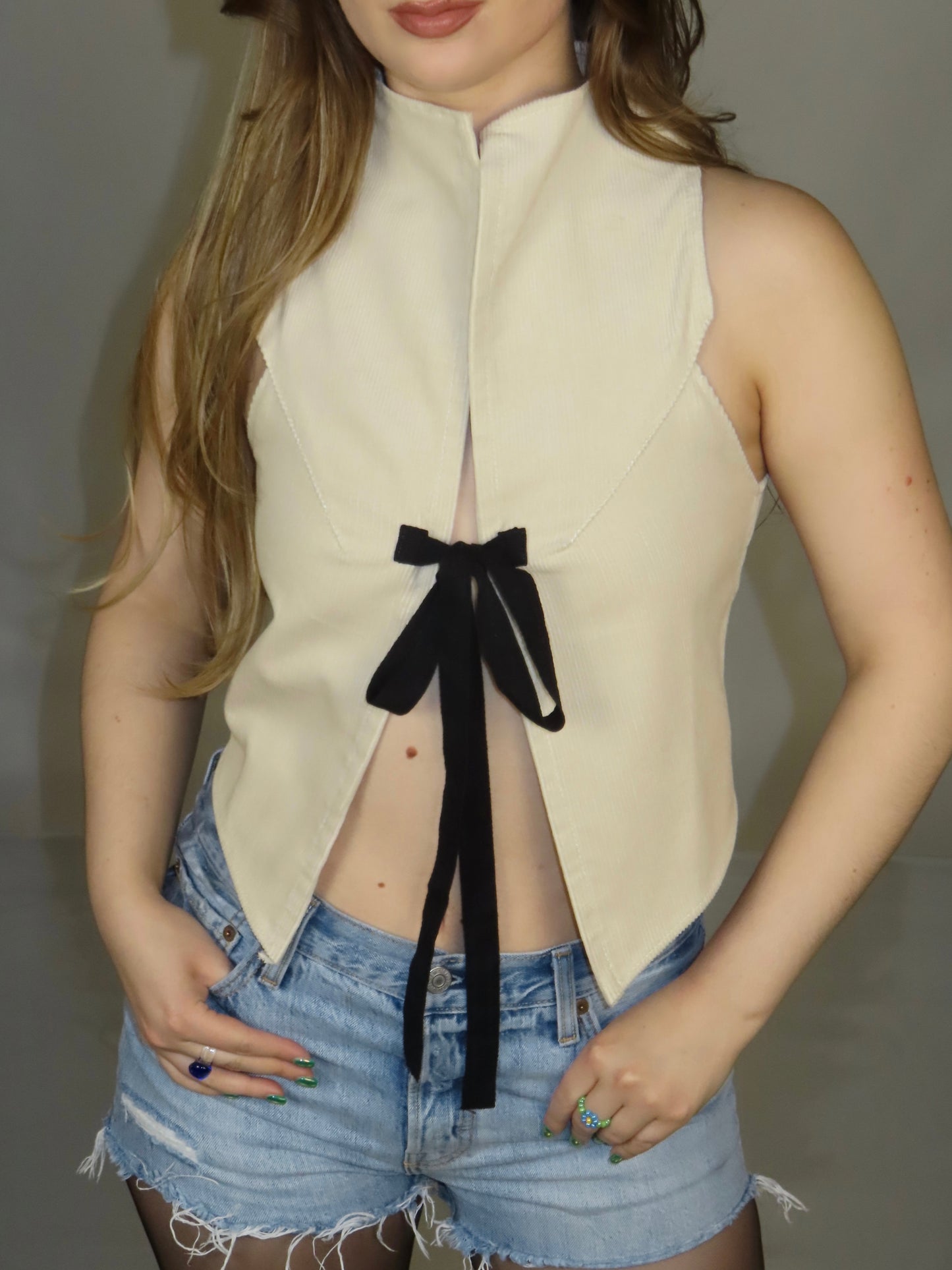 Soft Corduroy Bow Top