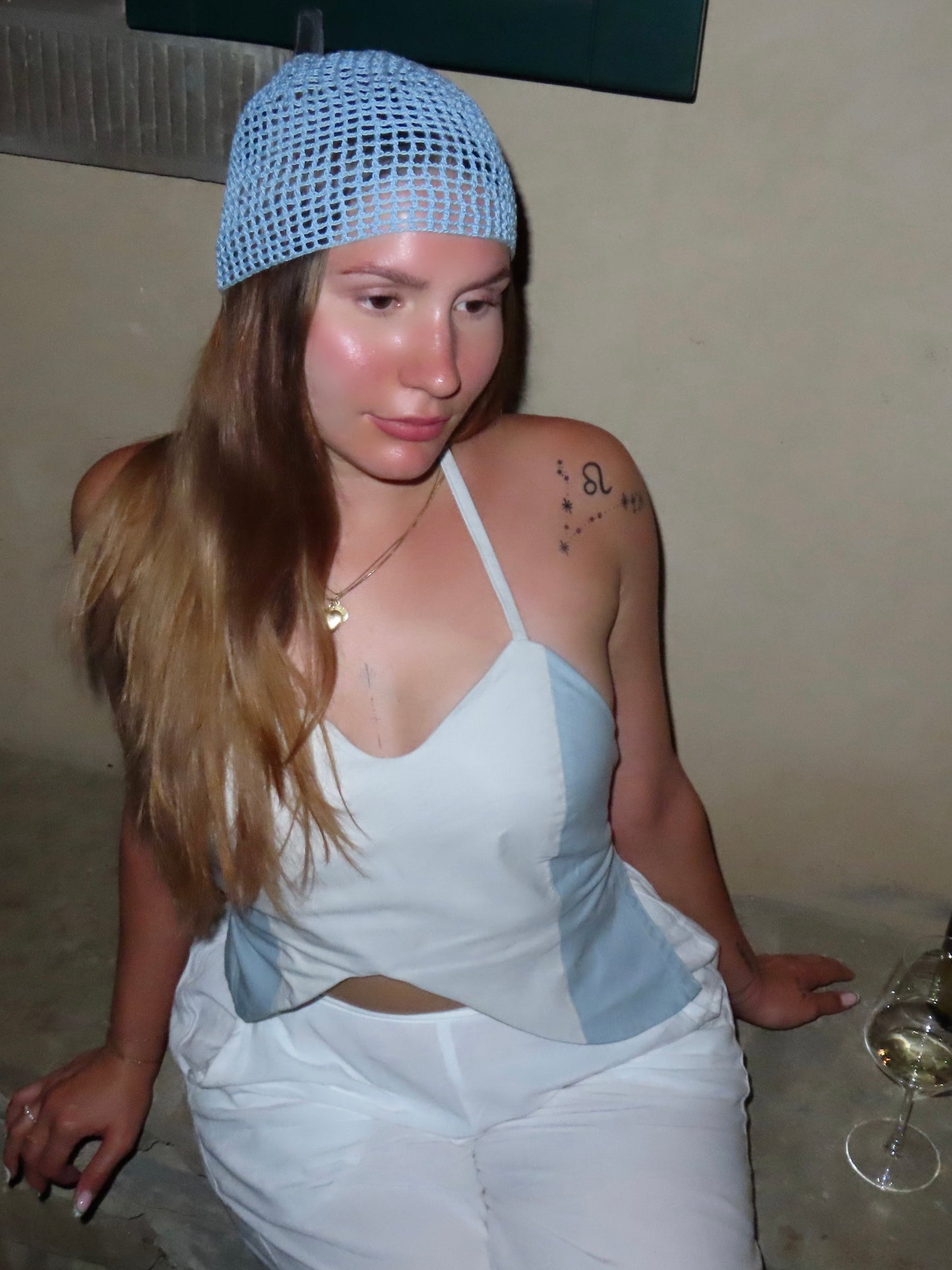 Baby Blue Crochet Cotton Beanie
