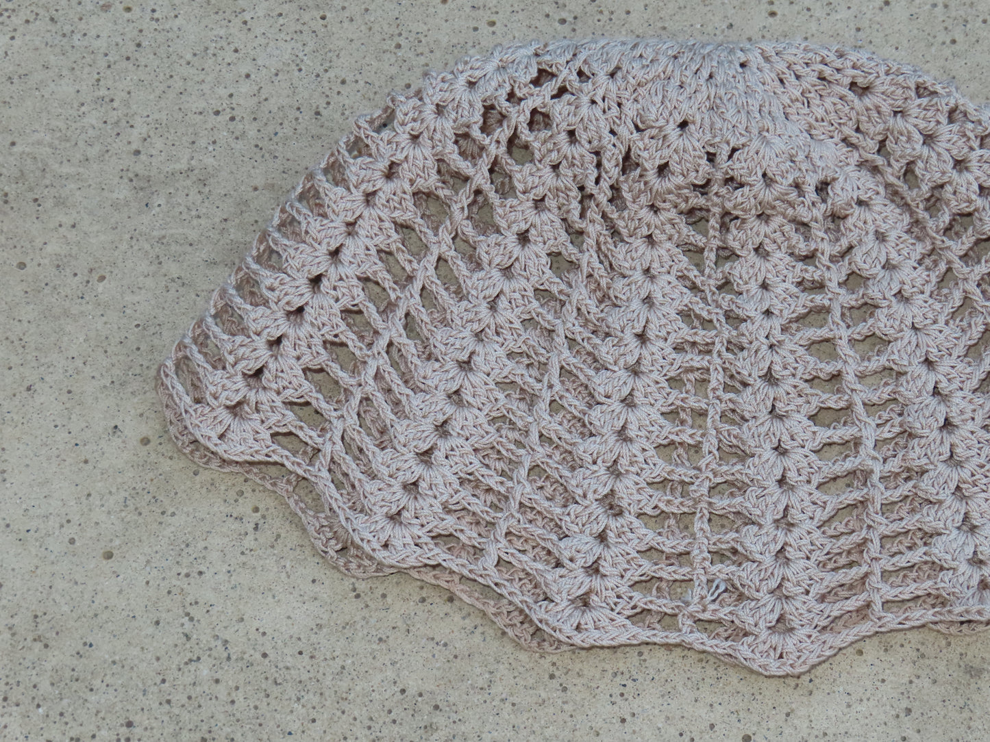 Nude Brown Crochet Cotton Beanie