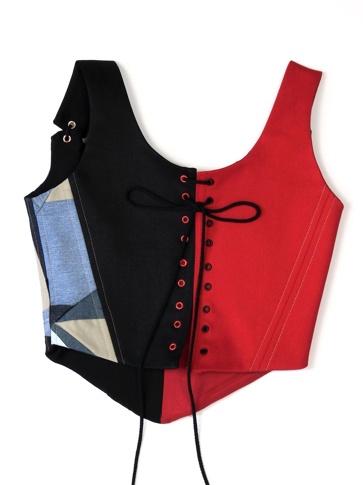 Patchwork Candy Apple Red Corset