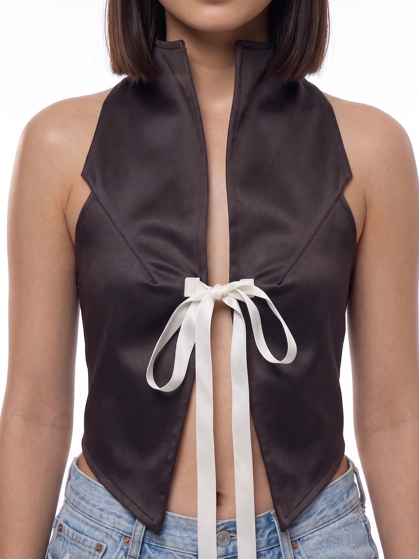 Leather-Effect Bow Top
