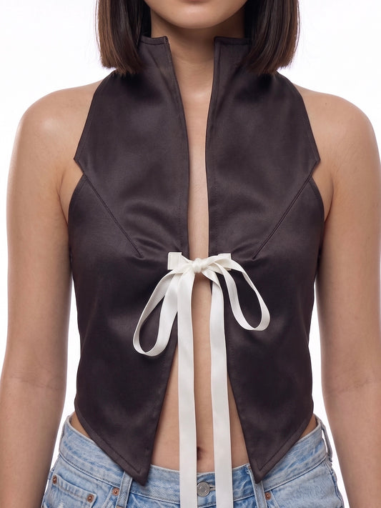 Leather-Effect Bow Top
