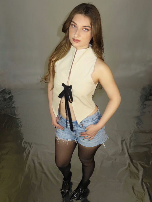 Soft Corduroy Bow Top