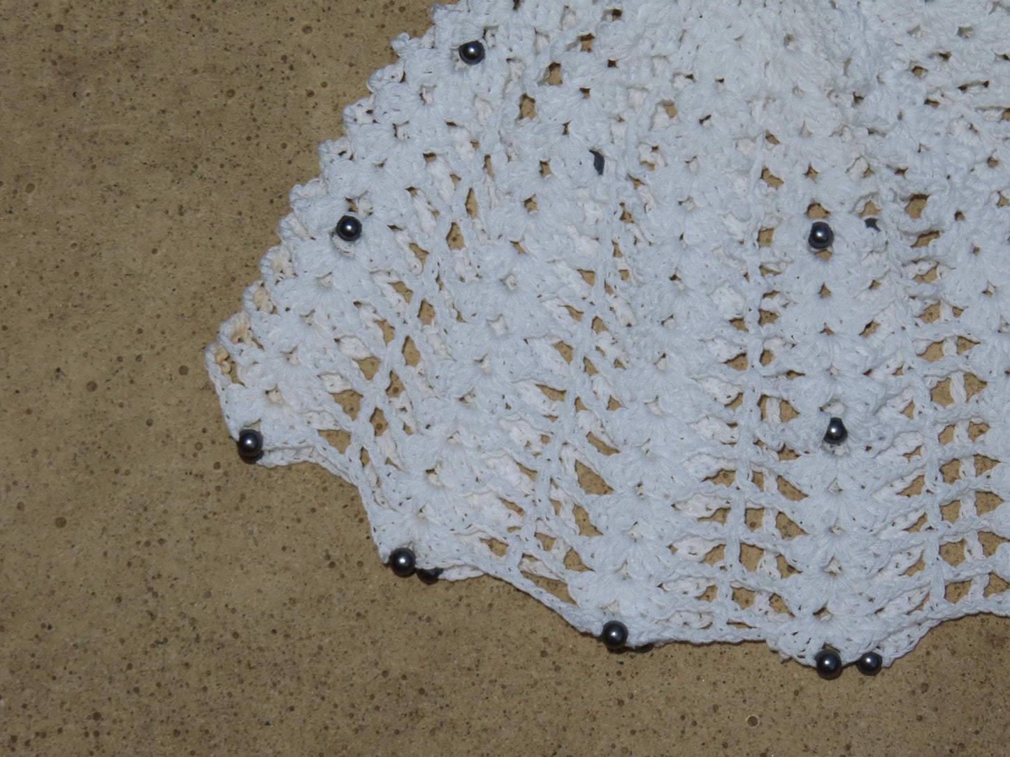 White Crochet Cotton Beanie