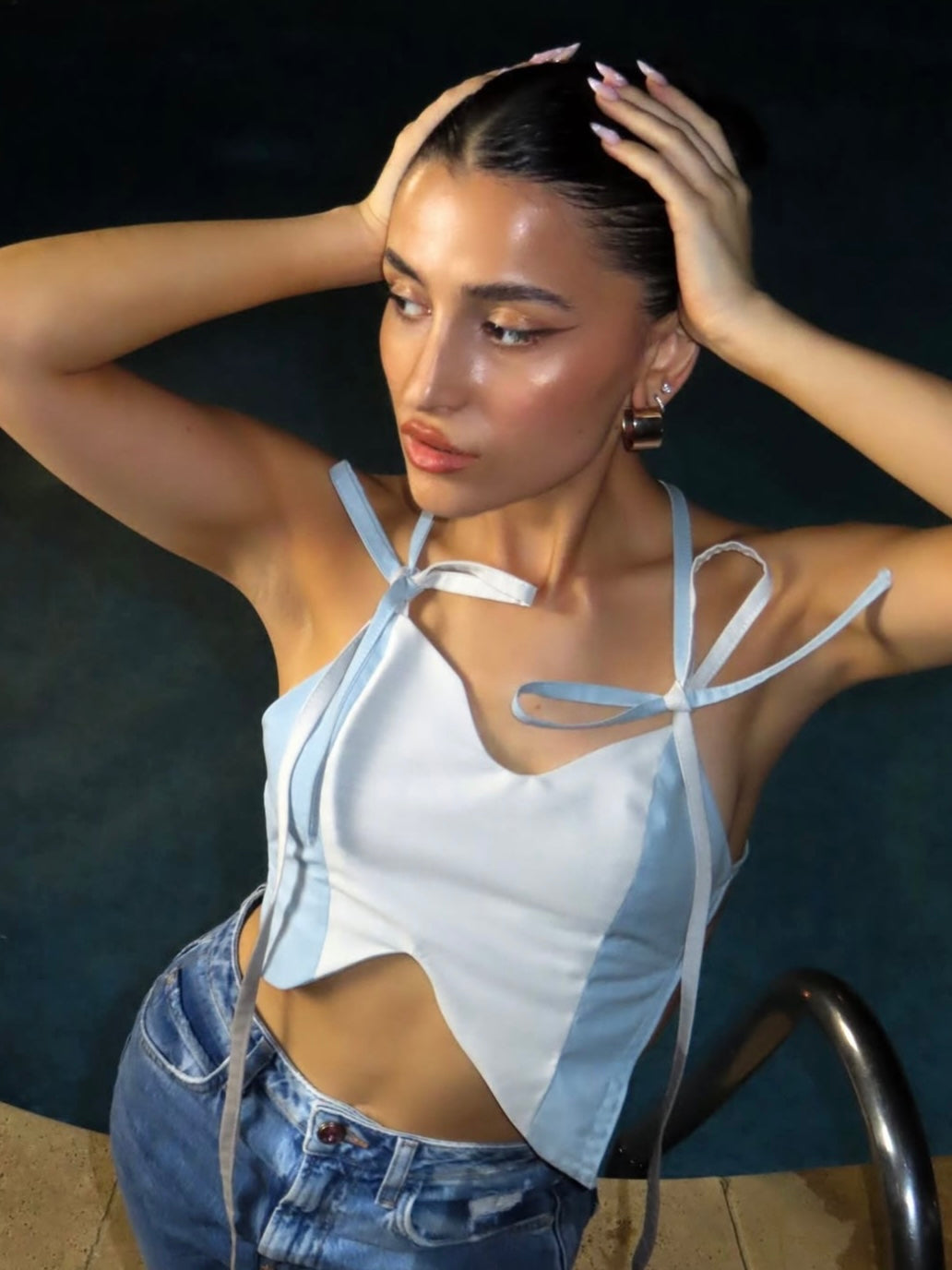 Asymmetrical Top In Linen And Cotton Blend