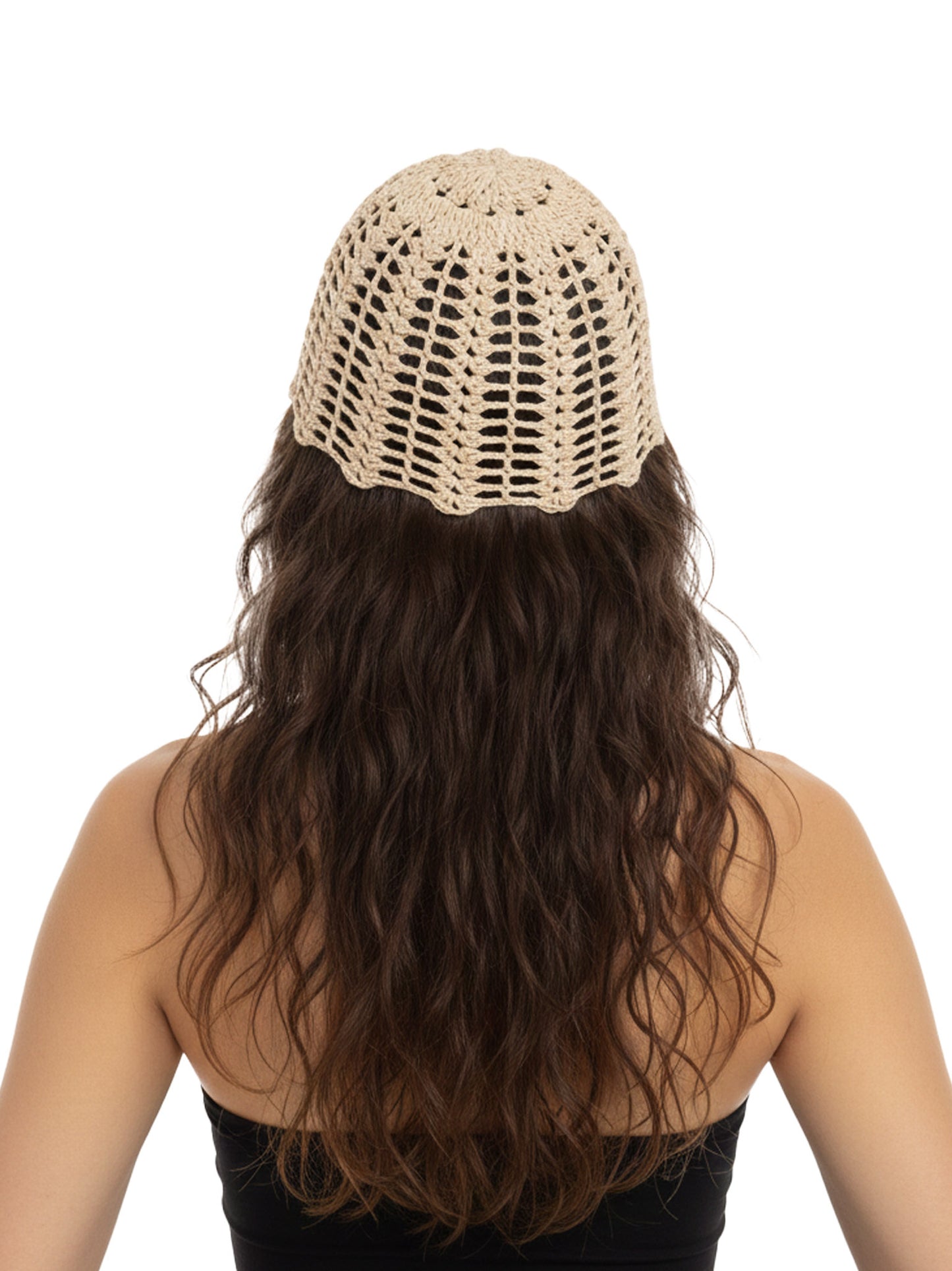 Nude Brown Crochet Cotton Beanie