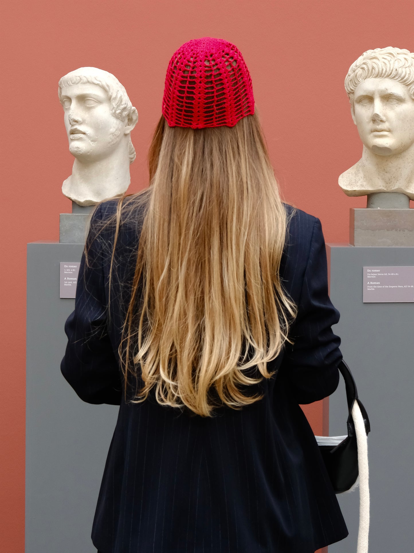 Red Crochet Cotton Beanie