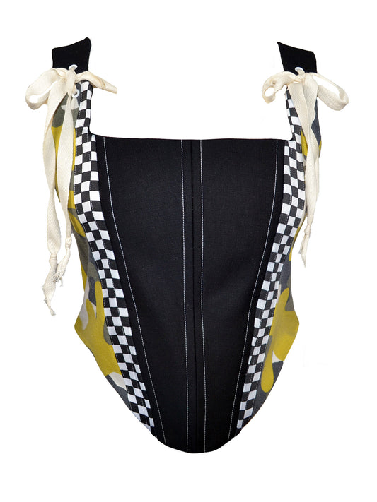 YELLOW CAMO PRINT CORSET