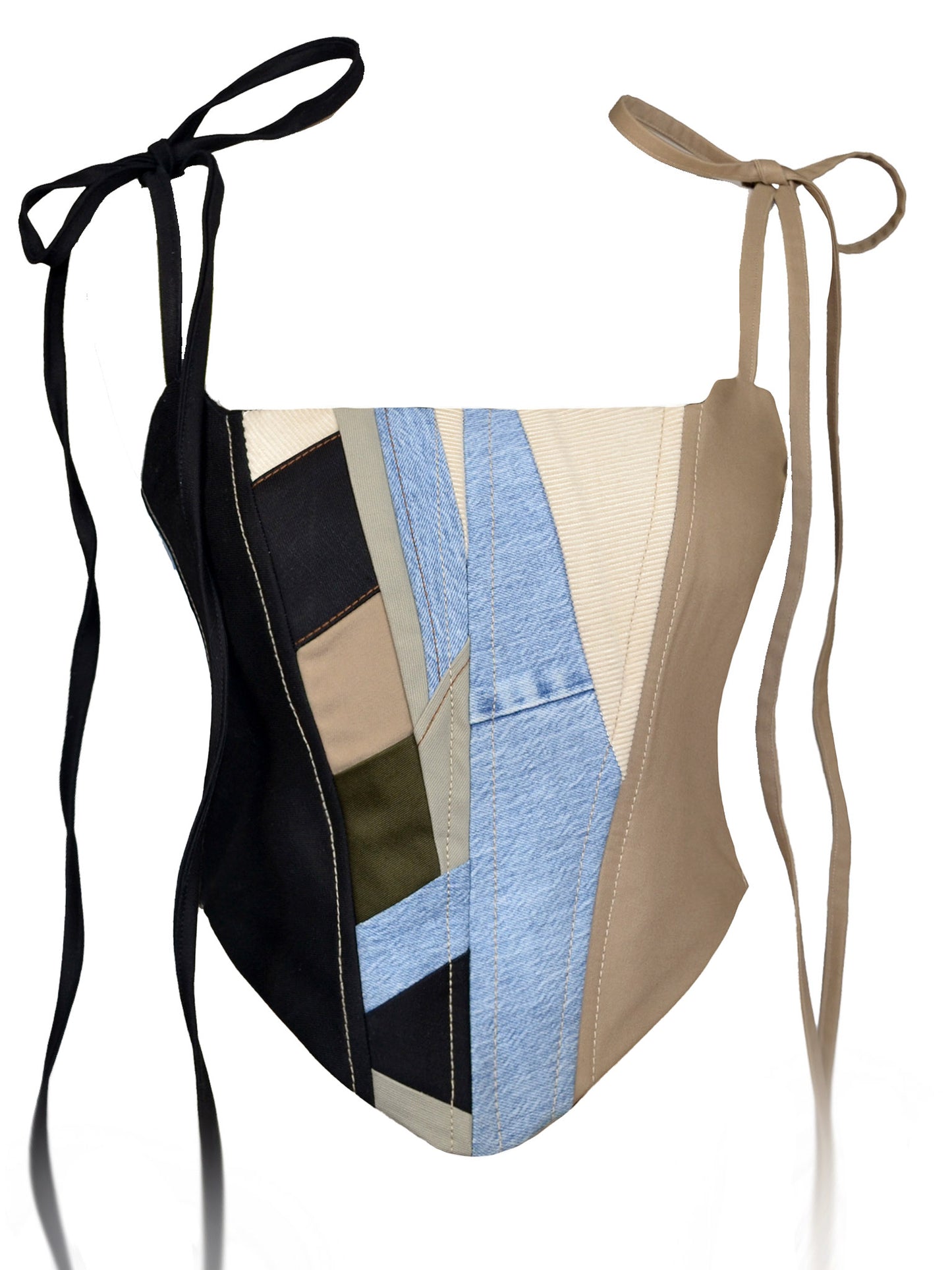 BEIGE PATCHWORK CORSET